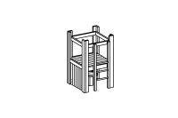 Small platform hut with interior fittings, floor height 100 cm