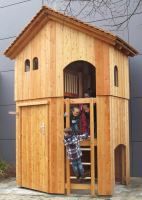 Hexagonal tower with lockable equipment room