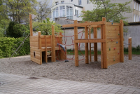 Ladder alongside platform, attachment height 150 cm