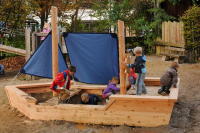 Sand Ship with sails, for supervised areas