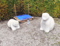 Streichelstein Grosse sitzende Katze, Farbe betongrau