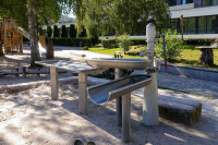 Basin with transverse see-saw stainless steel, length 200 cm