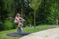 Tretpumpe/Velopumpe mit D&amp;#252;se im Lenker