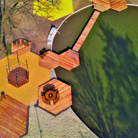 Water Path with 5 Floating bodies and 2 Bank pedestals