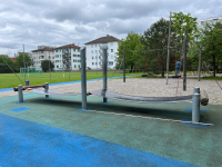 Belt walkway with galvanised steel posts