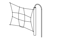 Vertical climbing net with slide bar for platform