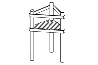 Triangular platform, floor height 200 cm